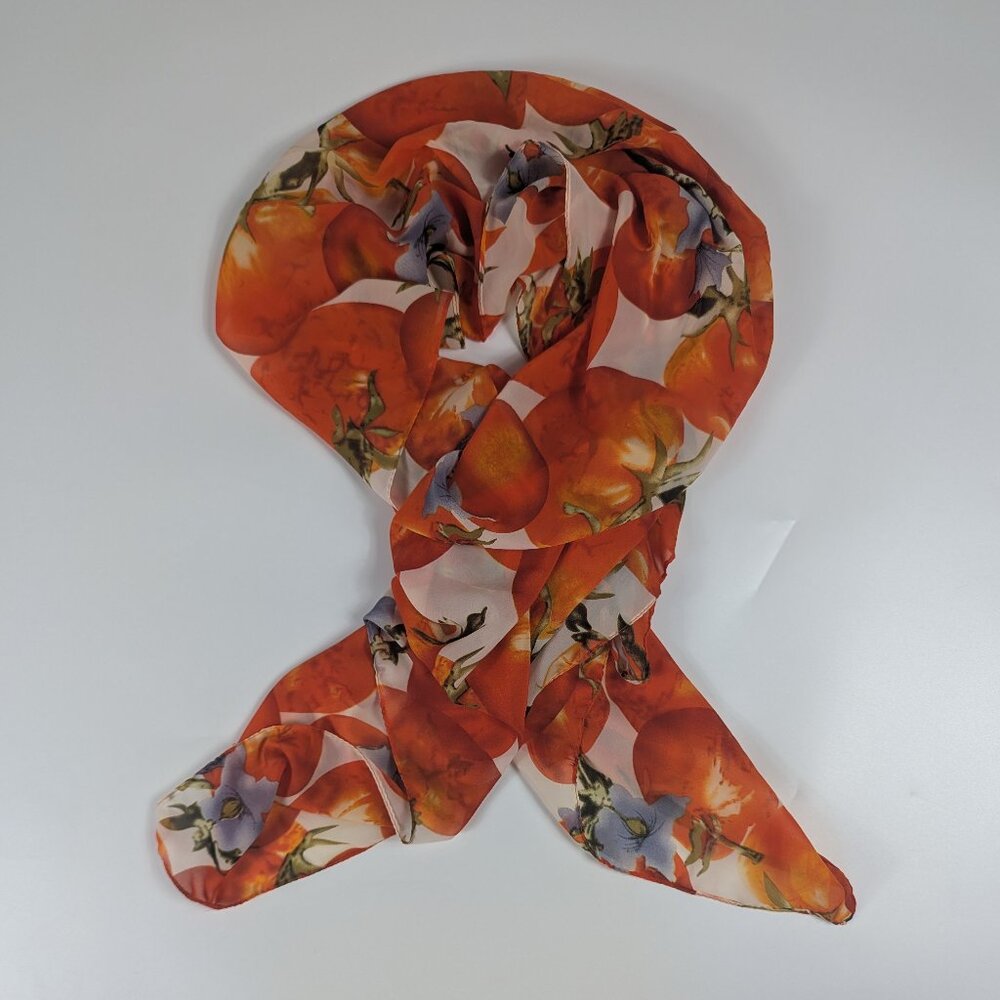 Studio S Tomato and Floral Multi-Purpose Rectangle Polyester Scarf